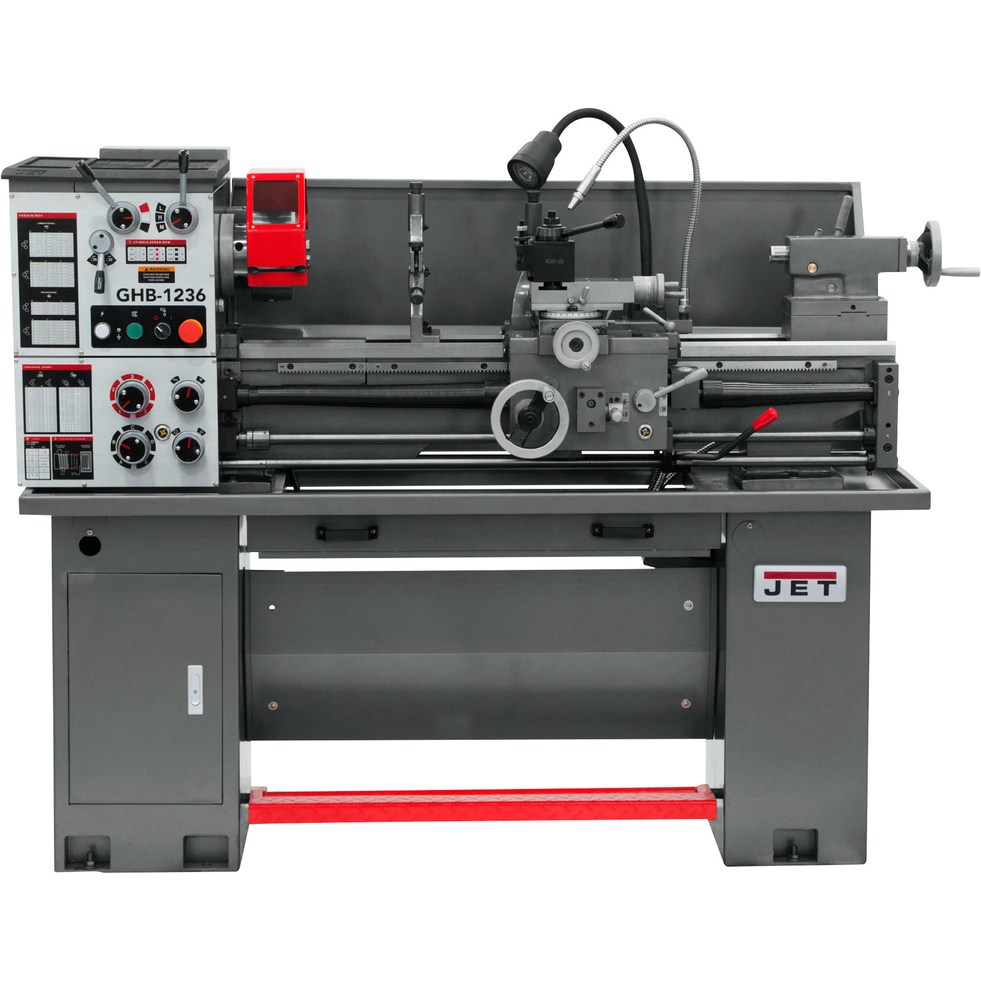 JET Geared Head Bench Lathe with Newall DP700 DRO, 12in. x 36in., Model# GHB-1236